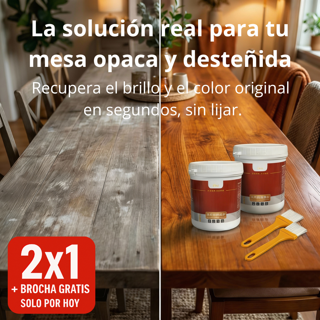 🎁 2x1 + Brocha GRATIS SOLO por HOY | ReviveMesa™: Restaura y revive tu mesa al instante