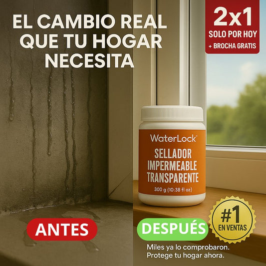 🎁 2x1 SOLO por HOY + Brocha GRATIS – WaterLock™ | 2 Selladores Transparentes