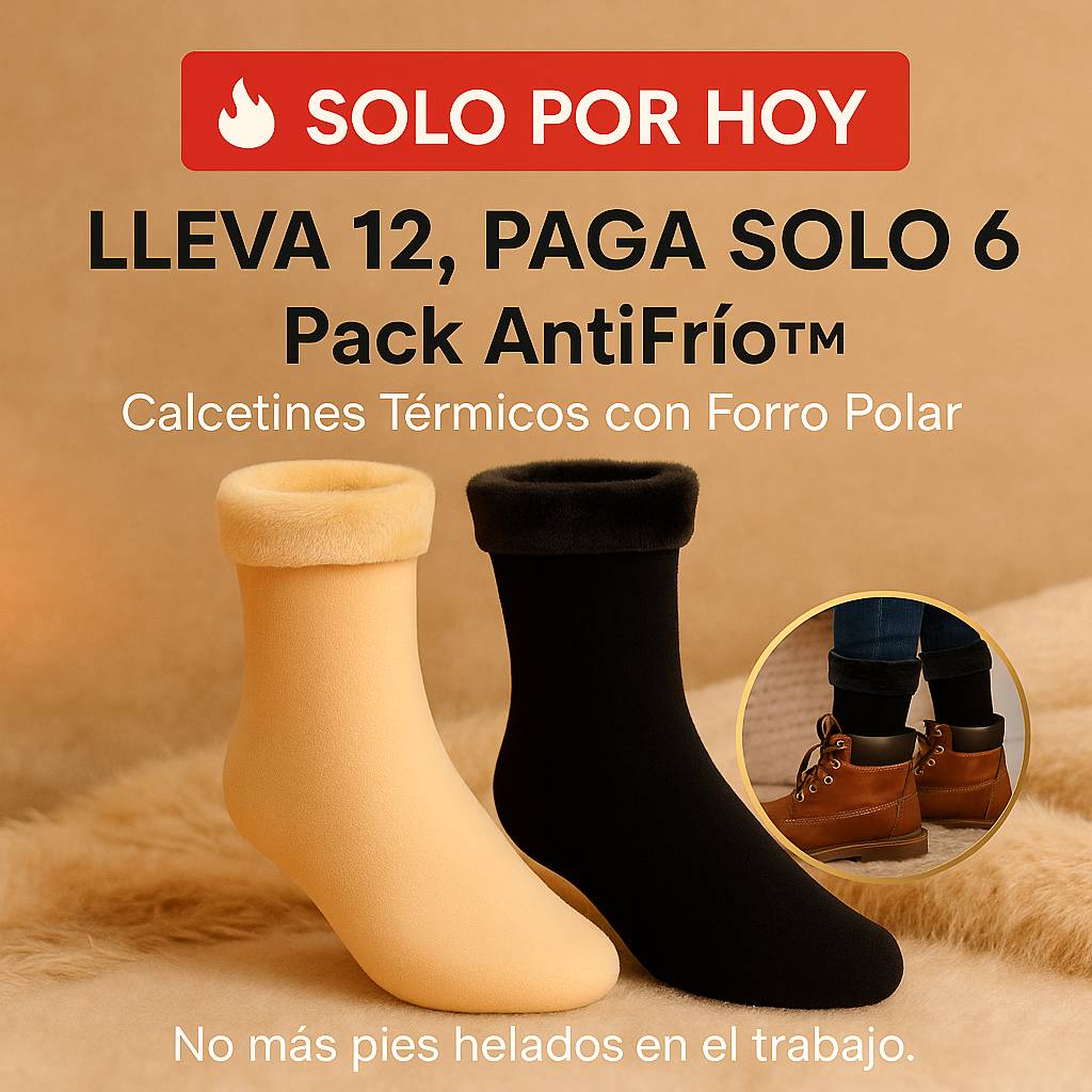 🔥 Solo por HOY: Lleva 12 pares, Paga solo 6 – Pack AntiFrío™ | Calcetines Térmicos Polar para el Invierno