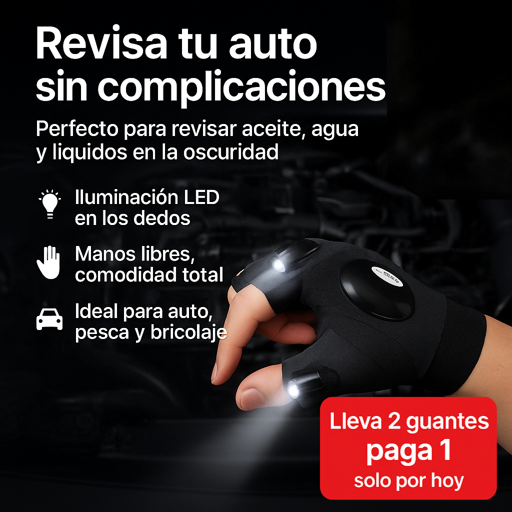 🔥 Lleva 2 paga 1 SOLO por HOY - LumiHand Pro™ | Guante LED con puntero