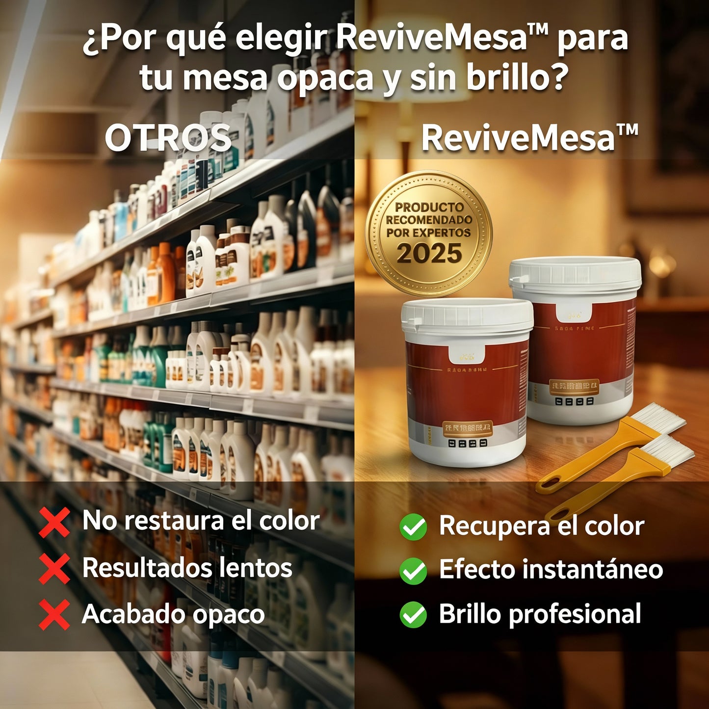 🎁 2x1 + Brocha GRATIS SOLO por HOY | ReviveMesa™: Restaura y revive tu mesa al instante